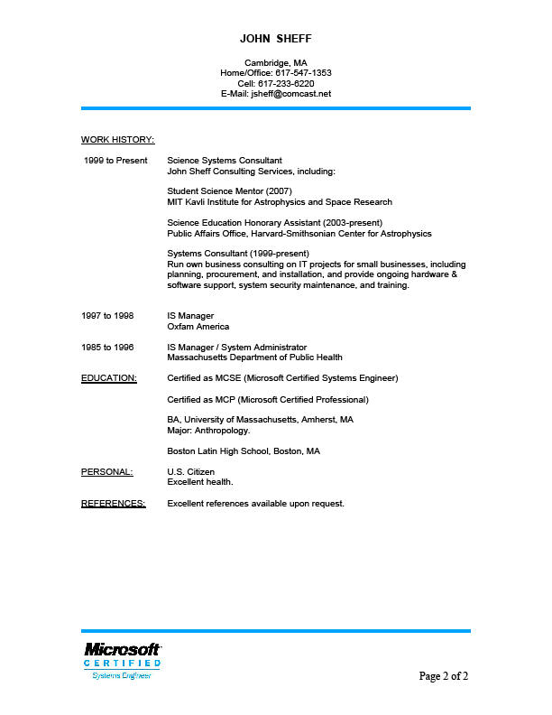 Resume reference format templates